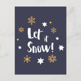 Cartão Postal De Festividades "Deixe-o nevar!" Azul de Natal da Caligrafia