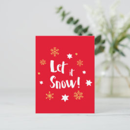 Cartão Postal De Festividades "Deixe-o nevar!" Caligrafia Natal Vermelho Moderno