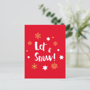 Cartão Postal De Festividades "Deixe-o nevar!" Caligrafia Natal Vermelho Moderno