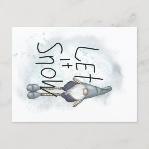 Cartão Postal De Festividades Deixe-o nevar no inverno Gnomo