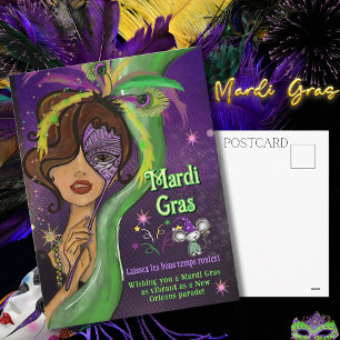 Cartão Postal De Festividades Deixe os Bons Tempos Rolar Fancy Mardi Gras