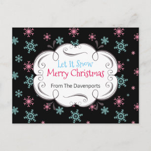 Cartão Postal De Festividades Deixem nevar Feliz Flocos de Neve de Natal Persona