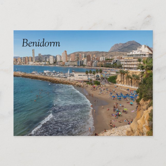 Cartão Postal De Festividades Del Malpas Beach, Benidorm, Costa Blanca, Espanha (Frente)