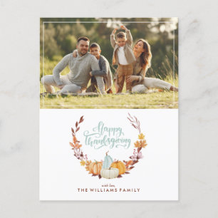 Cartão Postal De Festividades Delicate Fall Wreath Happy Ação de Graças