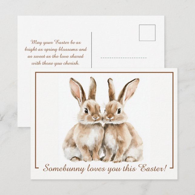 Cartão Postal De Festividades Delícia de Páscoa 🐇 Hoppy personalizável (Frente/Verso)