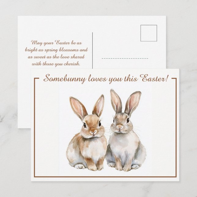 Cartão Postal De Festividades Delícia de Páscoa 🐇 Hoppy personalizável (Frente/Verso)