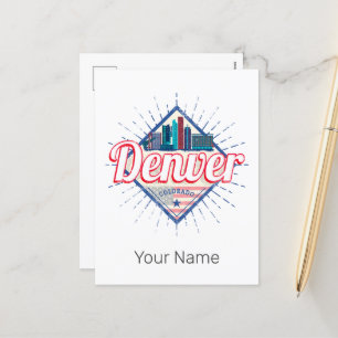 Cartão Postal De Festividades Denver Colorado EUA Skyline Vintage EUA