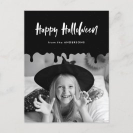 Cartão Postal De Festividades Derrame de sangue Black Halloween Foto