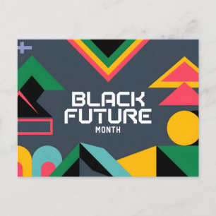 Cartão Postal De Festividades Des Geométricas do Abstrato de Futuro Negro Dinâmi