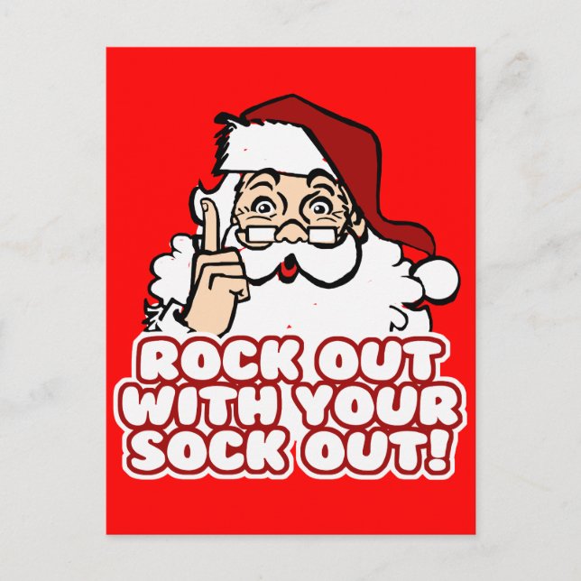 Cartão Postal De Festividades Descanse Com Seus Papais noeis De Sock Out (Frente)