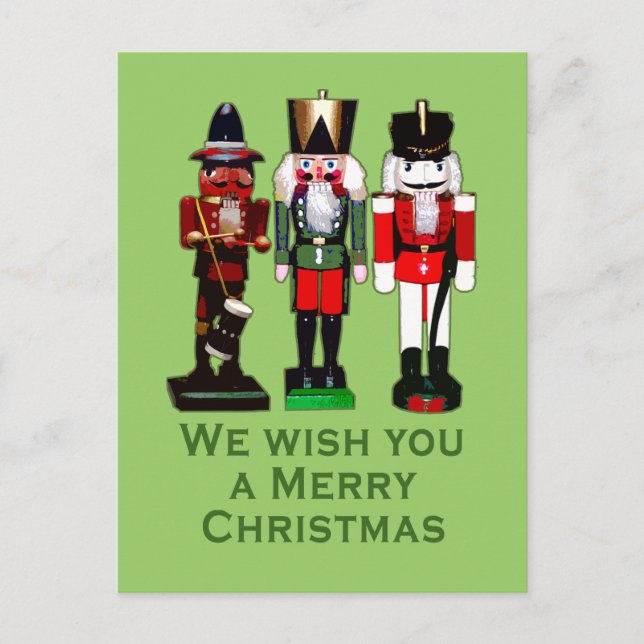 Cartão Postal De Festividades Desejamos a você um Feliz Natal Nutcrackers (Frente)