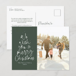 Cartão Postal De Festividades Desejamos-lhe uma foto verde tipo Feliz Natal