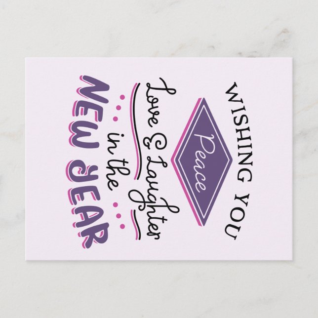 Cartão Postal De Festividades Desejando Paz Ano Novo (Frente)