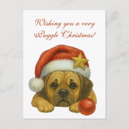 Cartão Postal De Festividades Desejando um cartão de Natal Puggle muito especial