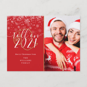 Cartão Postal De Festividades Desejando um Feliz Natal Foto Diversão Rola Ano No