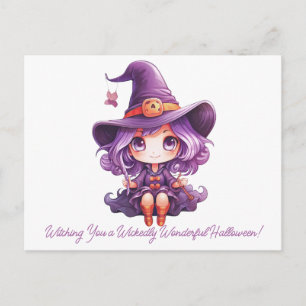 Cartão Postal De Festividades Desejando um Halloween Maravilhosamente Perverso