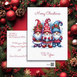 Cartão Postal De Festividades Desejando um Natal Festivo | Gnomos de Férias