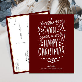 Cartão Postal De Festividades Desejo-Lhe Feliz Natal Red Script Business