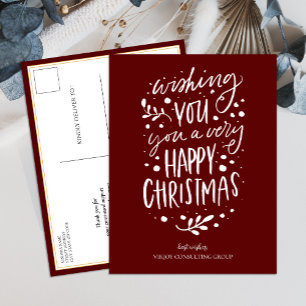 Cartão Postal De Festividades Desejo-Lhe Feliz Natal Red Script Business
