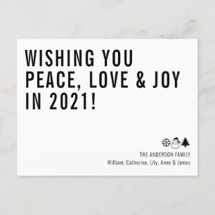 Cartão Postal De Festividades Desejo Mínimo De Paz De Joy 2021 Ano Novo