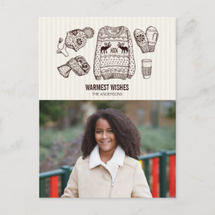 Cartão Postal De Festividades Desejos calorosos de Natal Essentials Foto Cartão 