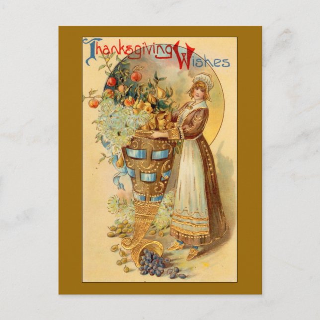Cartão Postal De Festividades Desejos de Ação de Graças (Frente)