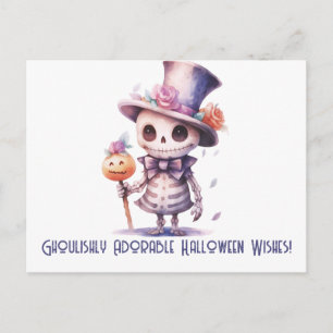 Cartão Postal De Festividades Desejos de Halloween Adoravelmente Sinistros Hallo