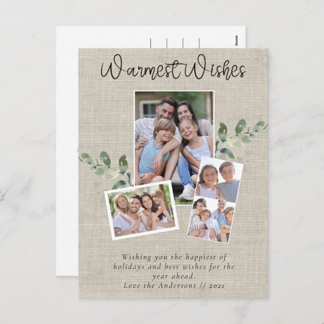 Cartão Postal De Festividades Desejos Mais Quentes Colagem de Fotos de Eucalipto (Frente/Verso)