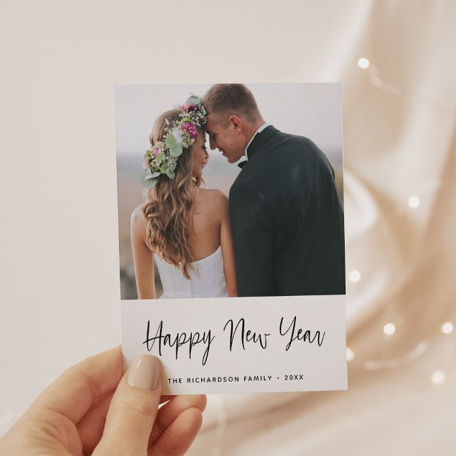 Cartão Postal De Festividades Desejos Simples | Feliz ano novo de fotos (Criador carregado)