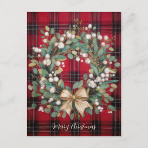 Cartão Postal De Festividades Desenho de Coroa de Natal Elegante e Festiva