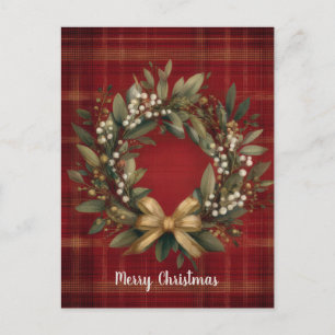 Cartão Postal De Festividades Desenho de Coroa de Natal Elegante e Festiva