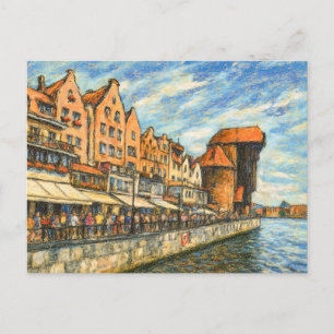 Cartão Postal De Festividades Desenho de Pastel do portão histórico da grua de D