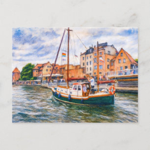 Cartão Postal De Festividades Desenho de Pastel em Motlawa em Danzig ol