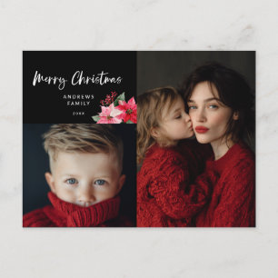 Cartão Postal De Festividades Desenho de Poinsettia de Natal em Aquarela