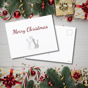 Cartão Postal De Festividades Desenho Festivo de Natal Gatinhos Fofos Festa 