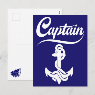 Cartão Postal De Festividades Desenho Náutico Âncora Vela Capitão