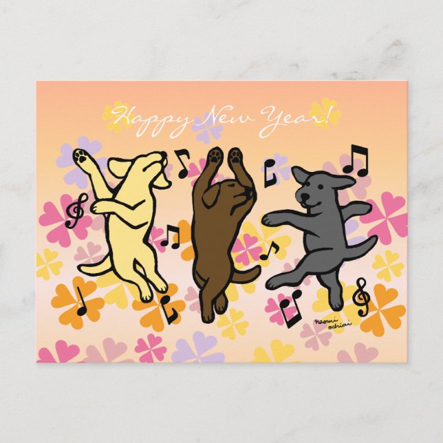 Cartão Postal De Festividades Desenhos animados de dança felizes do trio de (Frente)