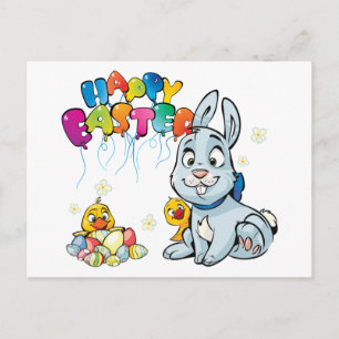 Cartão Postal De Festividades Desenhos animados do felz pascoa