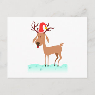 Cartão Postal De Festividades Desenhos animados do Natal da rena
