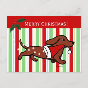 Cartão Postal De Festividades Desenhos animados do Natal do Dachshund