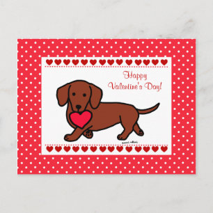 Cartão Postal De Festividades Desenhos animados dos namorados do Dachshund