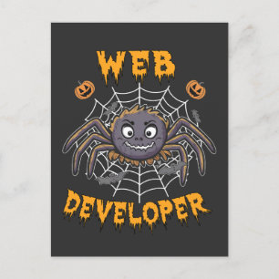 Cartão Postal De Festividades Desenvolvedor da Web Engraçado Aranha de Halloween