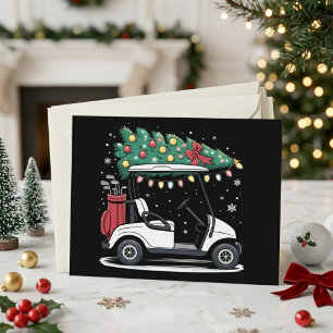 Cartão Postal De Festividades Design de árvore de Natal em carrinho de golfe fes