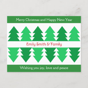 Cartão Postal De Festividades Design de Árvore Verde de Natal Simples