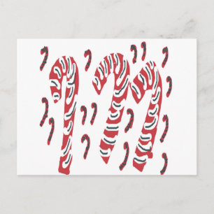 Cartão Postal De Festividades Design de Candy Cane de Natal