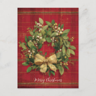 Cartão Postal De Festividades Design de Coroa de Natal Elegante e Festiva