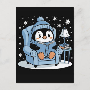 Cartão Postal De Festividades Design de desenho animado emocional de pinguim fof