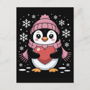 Cartão Postal De Festividades Design de desenho animado emocional de pinguim fof