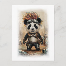 Cartão Postal De Festividades Design de Filme de Panda Pós Apocalipse em um Bran