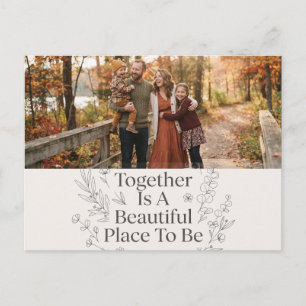 Cartão Postal De Festividades Design de Foto Botânica Minimalista Citação Juntos